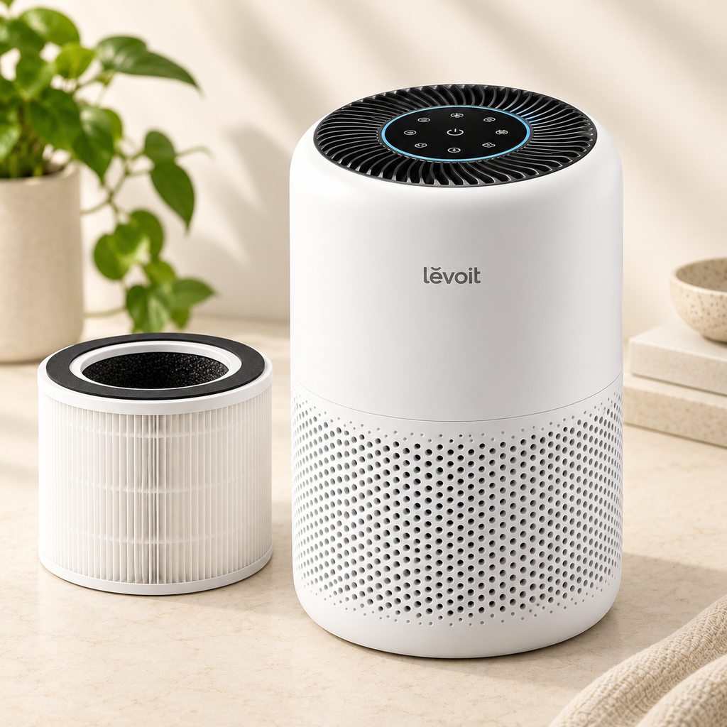 Levoit Core 300S air purifier flat lay