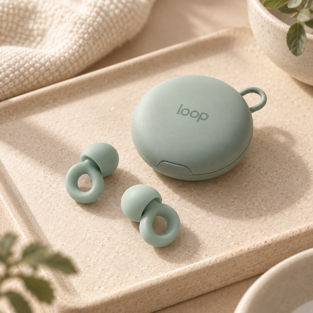 Loop Quiet 2 earplugs and carry case flat lay